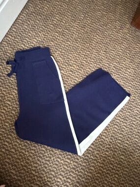 3/$25 🌸 S. Christina Navy Knit Wide Leg Pants Side Stripe Size XL